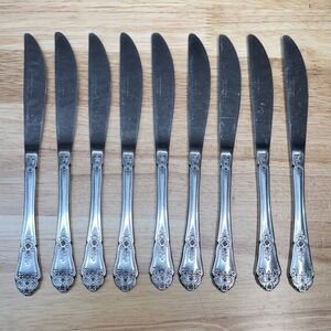 Rogers Co Alexis Dinner Knives Lot of 9 Stainless Korea Replacement